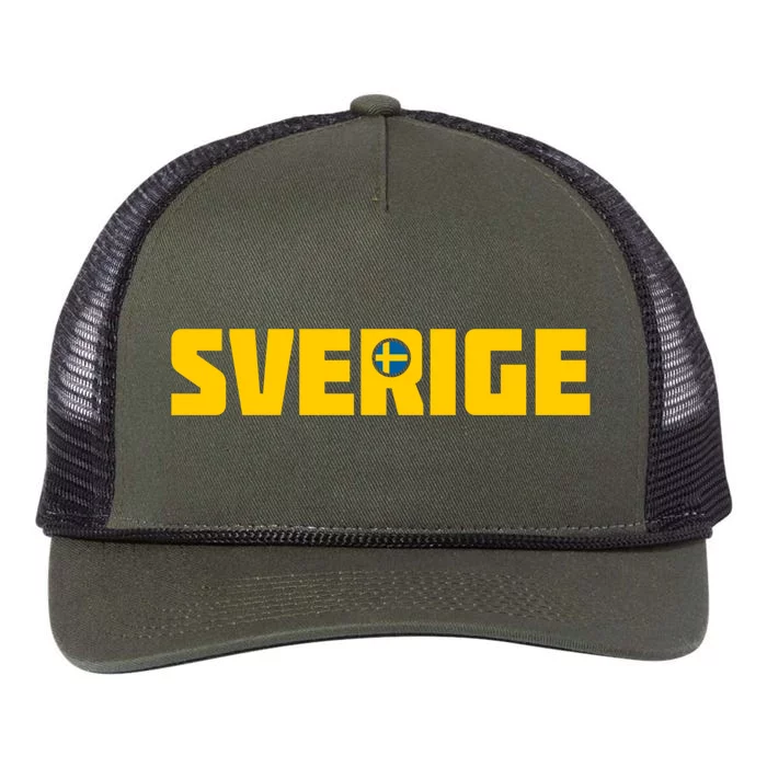 Sverige Cool Swedish Flag Sweden Gift Retro Rope Trucker Hat Cap