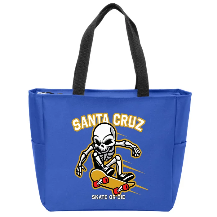 Santa Cruz Skateboard Retro Vintage Street Wear Skull Zip Tote Bag