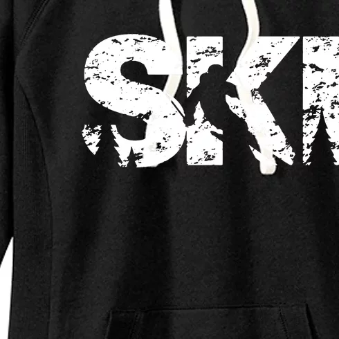 Ski Cool Skiing Style Alpine Skier Gift Women's Fleece Hoodie