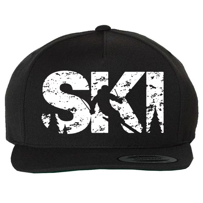 Ski Cool Skiing Style Alpine Skier Gift Wool Snapback Cap