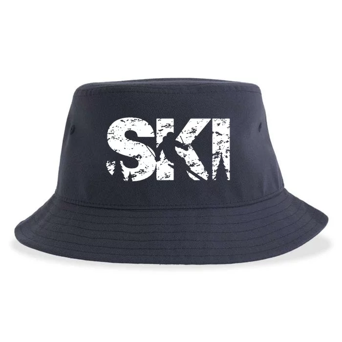 Ski Cool Skiing Style Alpine Skier Gift Sustainable Bucket Hat