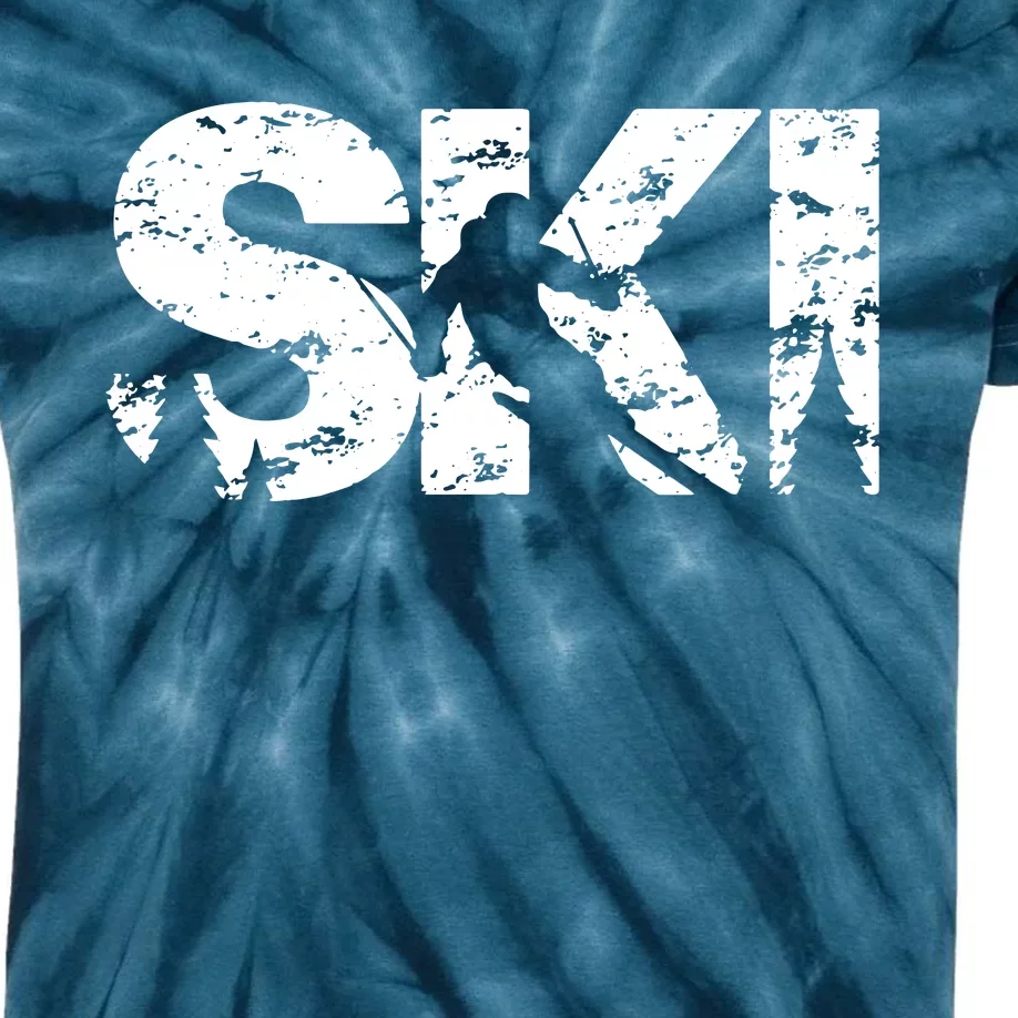 Ski Cool Skiing Style Alpine Skier Gift Kids Tie-Dye T-Shirt