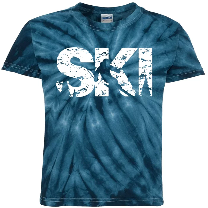 Ski Cool Skiing Style Alpine Skier Gift Kids Tie-Dye T-Shirt