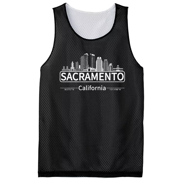 Sacramento California Skyline Travel To Sacramento Mesh Reversible Basketball Jersey Tank