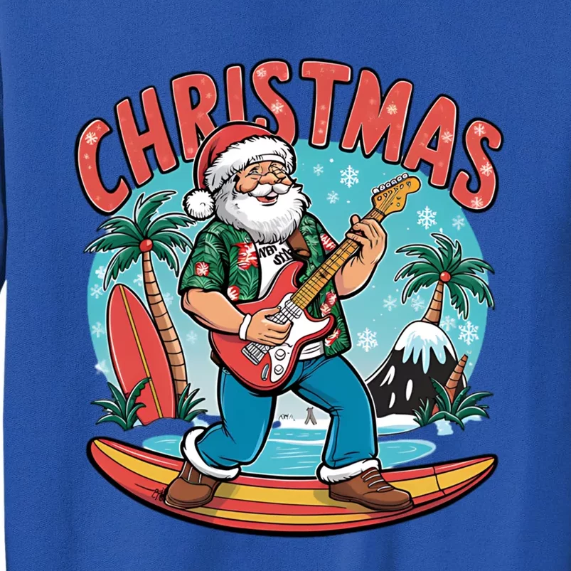 Santa Christmas Summer Vacation Funny Santa Guitar Rock Surf Meaningful Gift Tall Sweatshirt