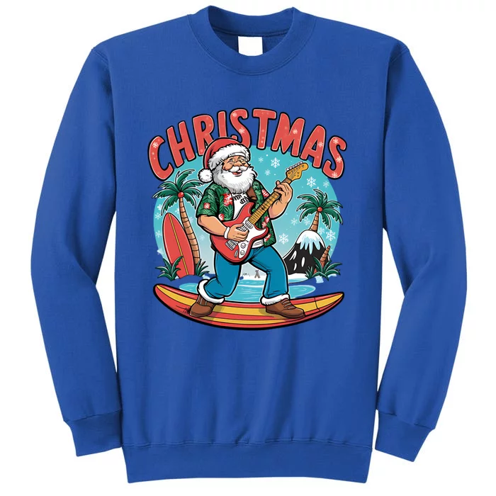 Santa Christmas Summer Vacation Funny Santa Guitar Rock Surf Meaningful Gift Tall Sweatshirt