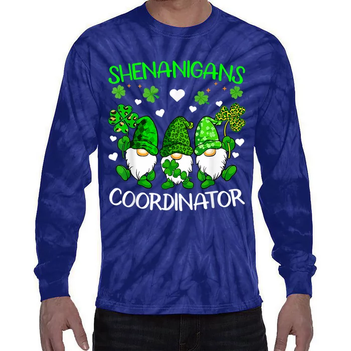 Shenanigans Coordinator St Patricks Day Green Gnomes Lovers Tie-Dye Long Sleeve Shirt