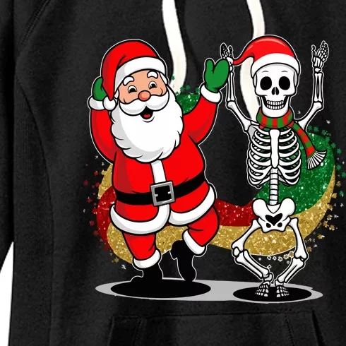 Santa Claus & Skeleton Christmas Women's Fleece Hoodie