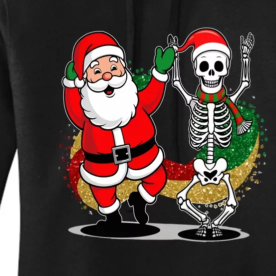 Santa Claus & Skeleton Christmas Women's Pullover Hoodie