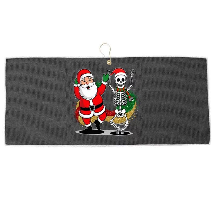 Santa Claus & Skeleton Christmas Large Microfiber Waffle Golf Towel