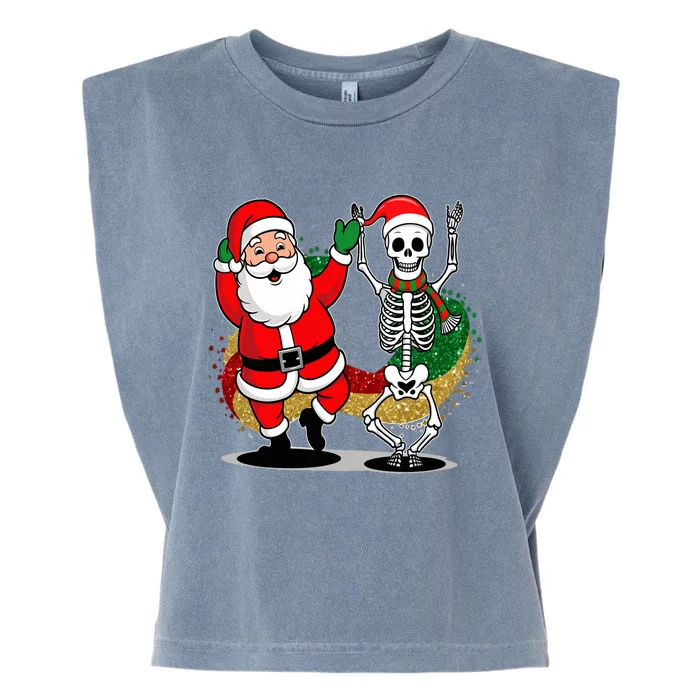 Santa Claus & Skeleton Christmas Garment-Dyed Women's Muscle Tee