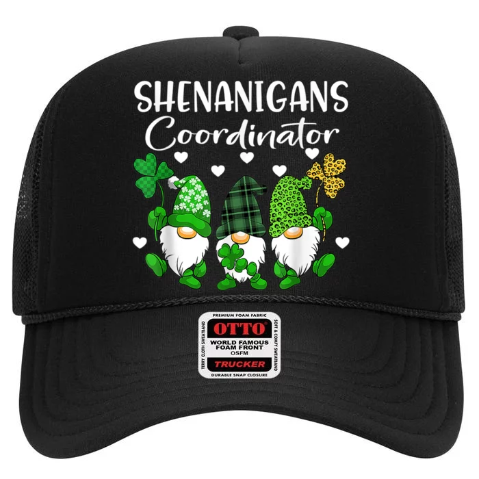 Shenanigans Coordinator St Patricks Day Gnomes Green Proud High Crown Mesh Trucker Hat