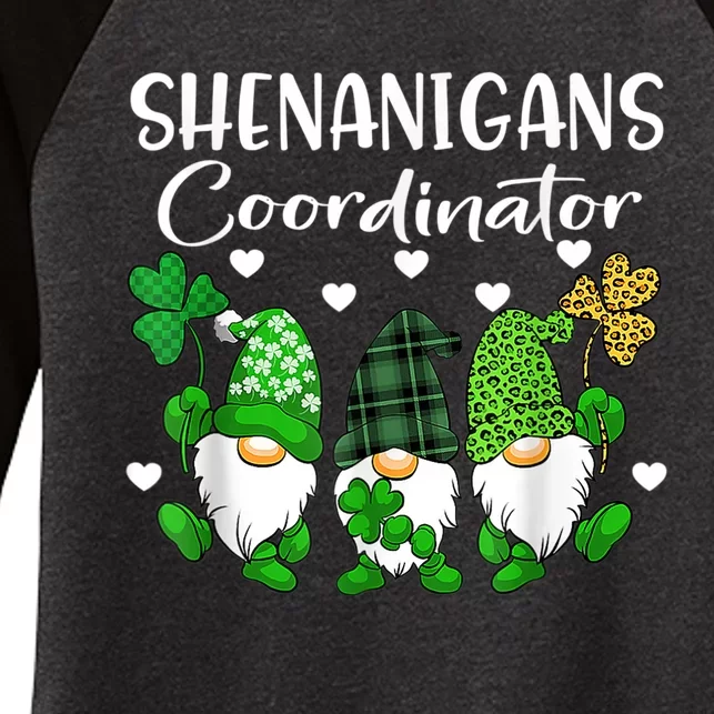 Shenanigans Coordinator St Patricks Day Gnomes Green Proud Women's Tri-Blend 3/4-Sleeve Raglan Shirt