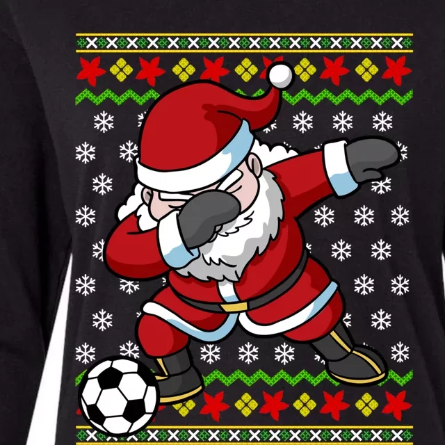 Santa Claus Soccer Dabbing Ugly Christmas Boy Teen Womens Cotton Relaxed Long Sleeve T-Shirt