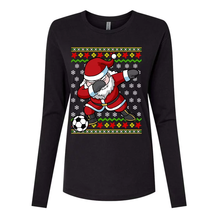 Santa Claus Soccer Dabbing Ugly Christmas Boy Teen Womens Cotton Relaxed Long Sleeve T-Shirt