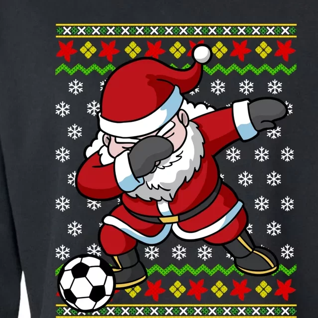 Santa Claus Soccer Dabbing Ugly Christmas Boy Teen Cropped Pullover Crew