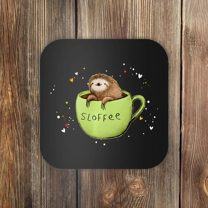 Sloffee Coffee Sloth Funny Sloth Coffee Lover Gift Coaster