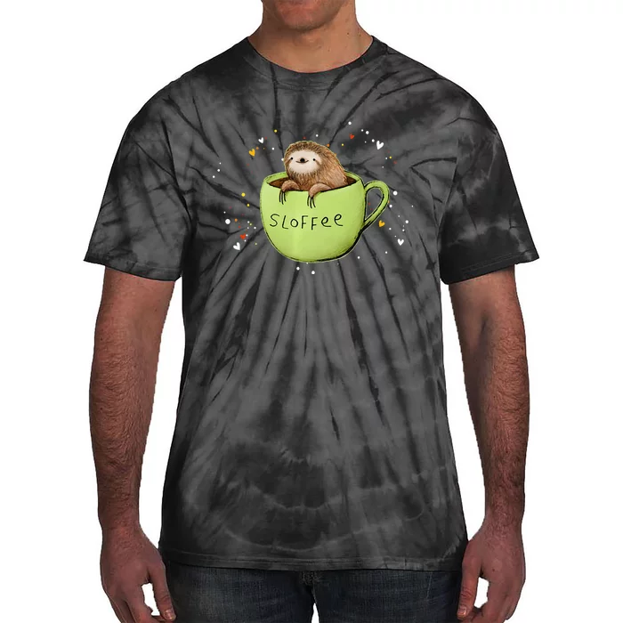 Sloffee Coffee Sloth Funny Sloth Coffee Lover Gift Tie-Dye T-Shirt