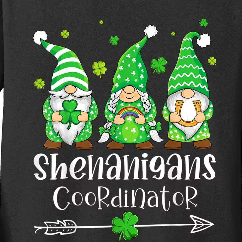 Shenanigans Coordinator St Patricks Day Gnomes Green Proud Kids Long Sleeve Shirt