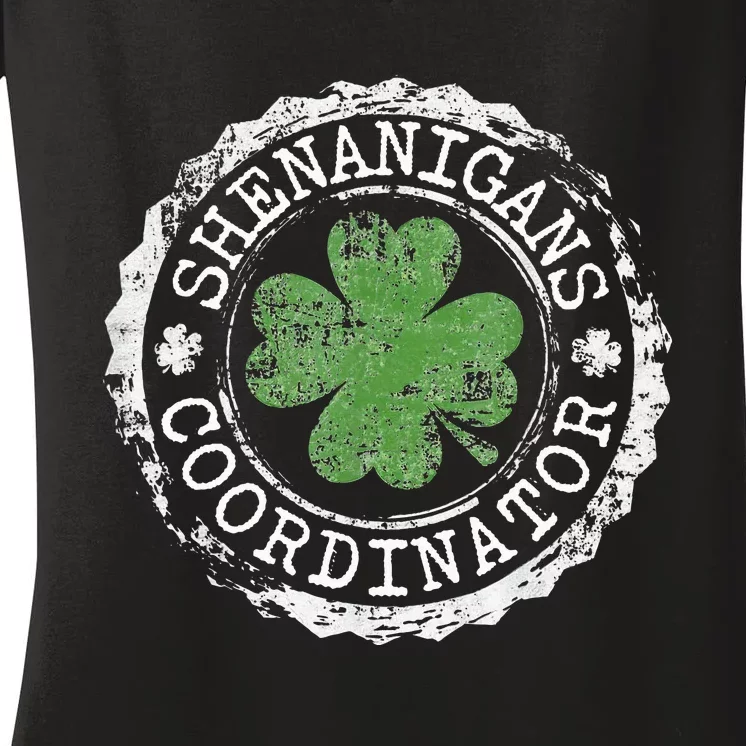 Shenanigans Coordinator Shamrock St. PatrickS Day Women's V-Neck T-Shirt