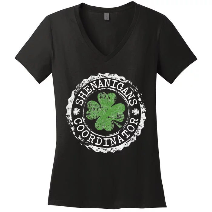 Shenanigans Coordinator Shamrock St. PatrickS Day Women's V-Neck T-Shirt