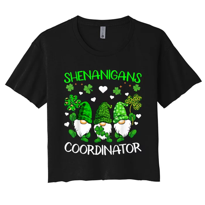 Shenanigans Coordinator St Patricks Day Green Gnomes Lovers Women's Crop Top Tee