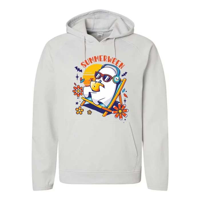 Summerween Cute Spooky Summer Ghost Halloween Lover Performance Fleece Hoodie