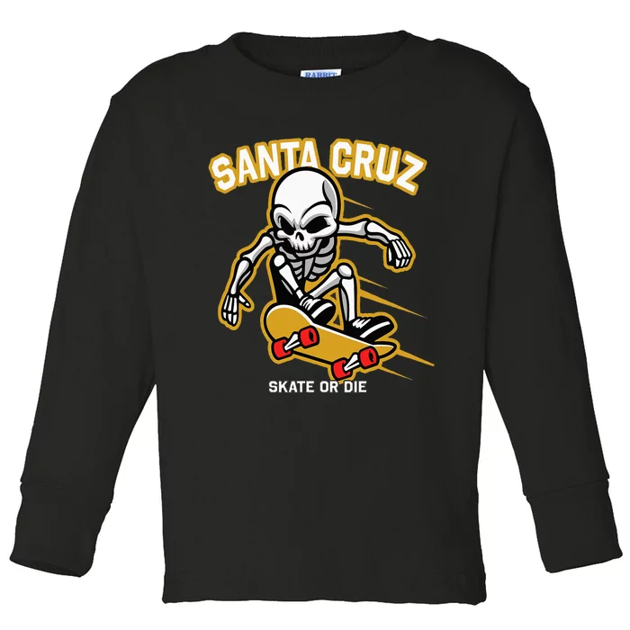 Santa Cruz Skateboard Retro Vintage Street Wear Skull Toddler Long Sleeve Shirt