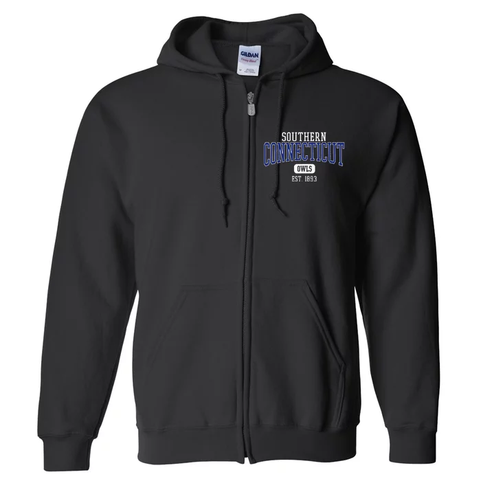 S.O.U.T.H.E.R.N .C.O.N.N.E.C.T.I.C.U.T State Owls Est. Date Full Zip Hoodie