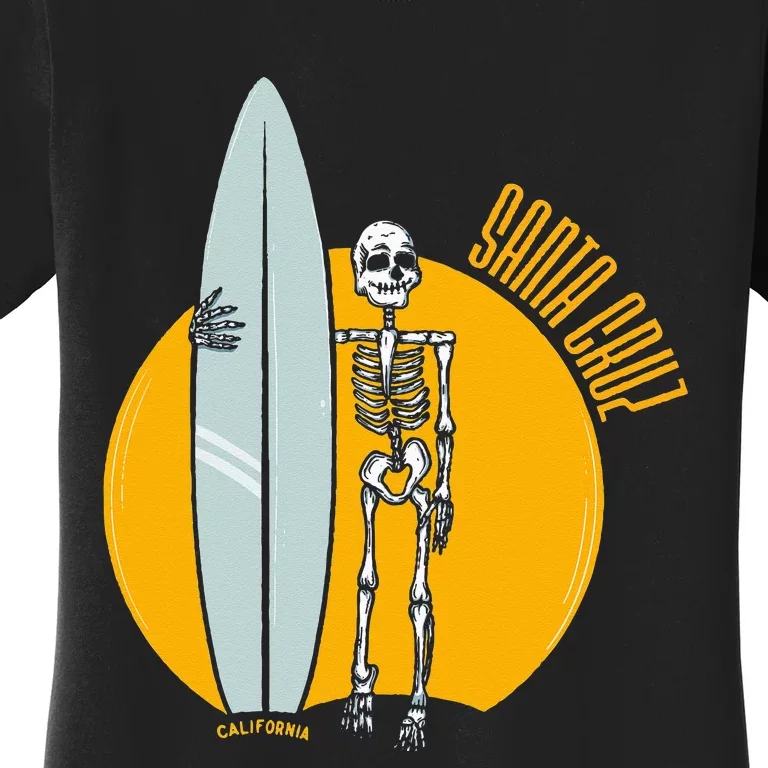 Santa Cruz Surf California Sunset Beach Surfing Skeleton Women's T-Shirt