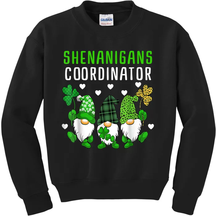 Shenanigans Coordinator St Patricks Day Gnomes Green Proud Kids Sweatshirt