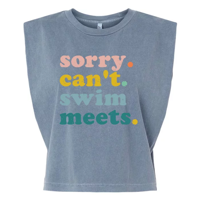 Sorry Can't Swim Meets Funny Retro Swimming Coach Swimmer Garment-Dyed Women's Muscle Tee