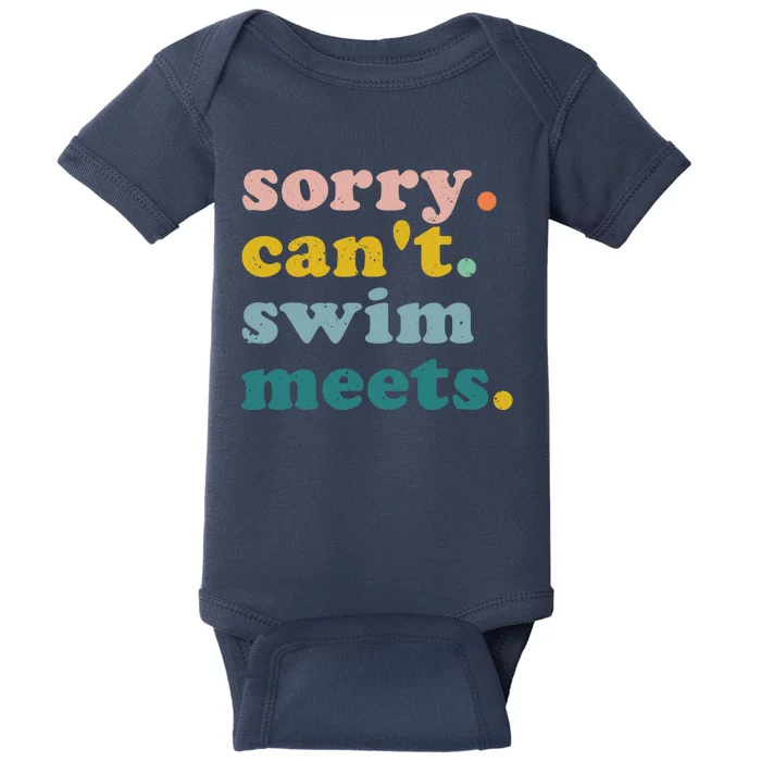 Sorry Can't Swim Meets Funny Retro Swimming Coach Swimmer Baby Bodysuit