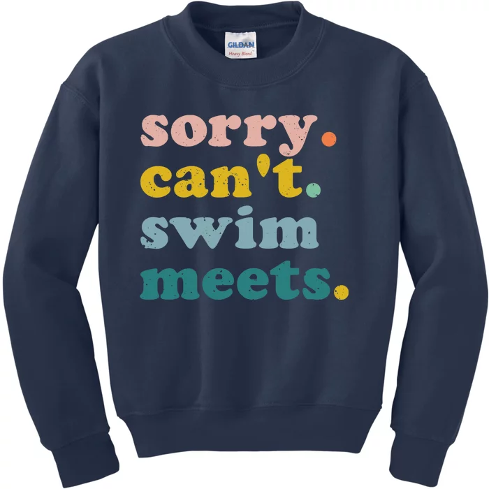 Sorry Can't Swim Meets Funny Retro Swimming Coach Swimmer Kids Sweatshirt