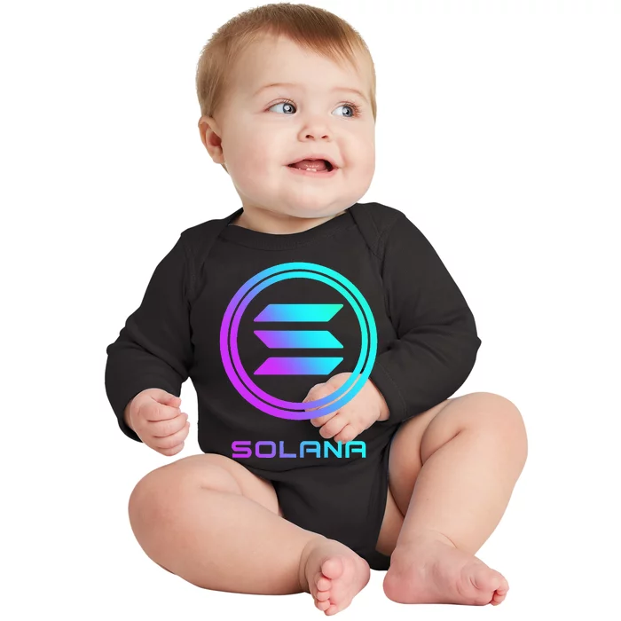 Solana Crypto Sol Coin Blockchain Decentralized Application Baby Long Sleeve Bodysuit