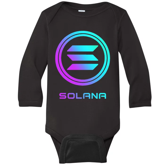 Solana Crypto Sol Coin Blockchain Decentralized Application Baby Long Sleeve Bodysuit