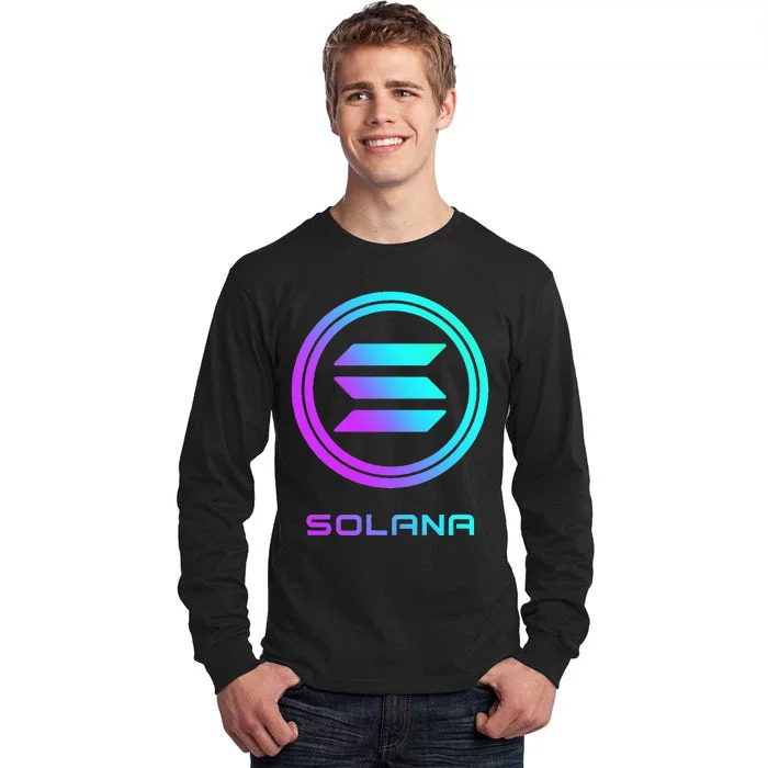 Solana Crypto Sol Coin Blockchain Decentralized Application Tall Long Sleeve T-Shirt