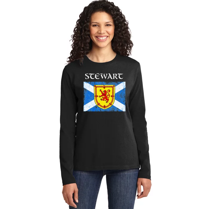 Stewart Clan Scottish Name Scotland Flag Ladies Long Sleeve Shirt