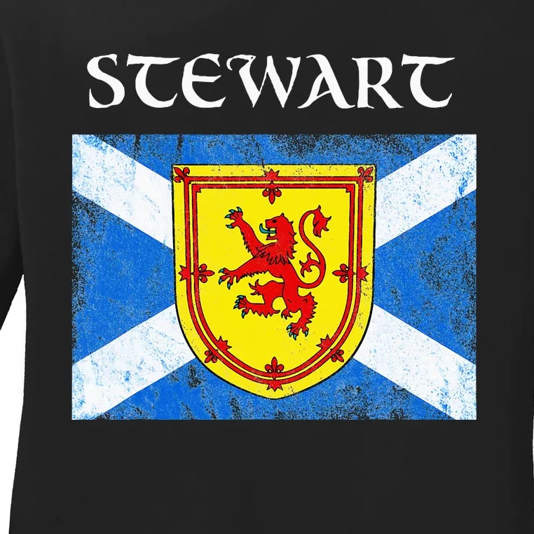 Stewart Clan Scottish Name Scotland Flag Ladies Long Sleeve Shirt