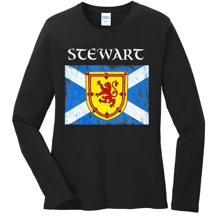 Stewart Clan Scottish Name Scotland Flag Ladies Long Sleeve Shirt