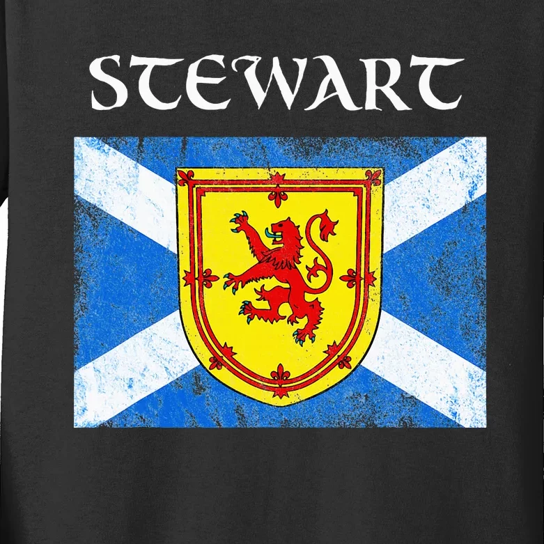 Stewart Clan Scottish Name Scotland Flag Kids Long Sleeve Shirt