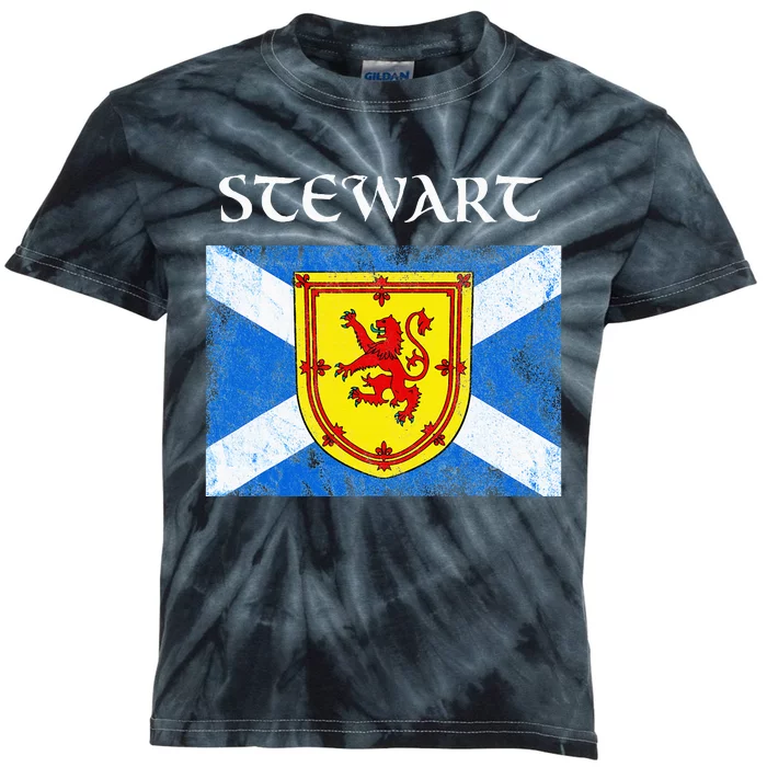 Stewart Clan Scottish Name Scotland Flag Kids Tie-Dye T-Shirt