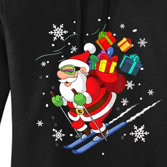 Santa Claus Skiing Christmas Merry Xmas Ski Sport Lovers Women's Pullover Hoodie