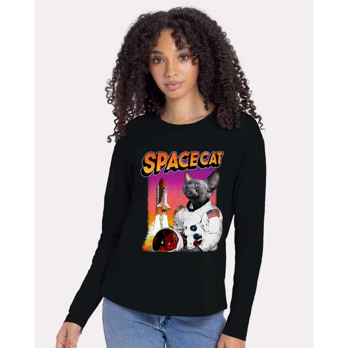 Space Cat Womens Cotton Relaxed Long Sleeve T-Shirt