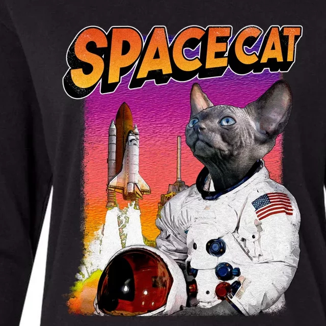 Space Cat Womens Cotton Relaxed Long Sleeve T-Shirt