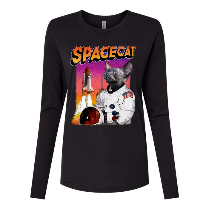 Space Cat Womens Cotton Relaxed Long Sleeve T-Shirt