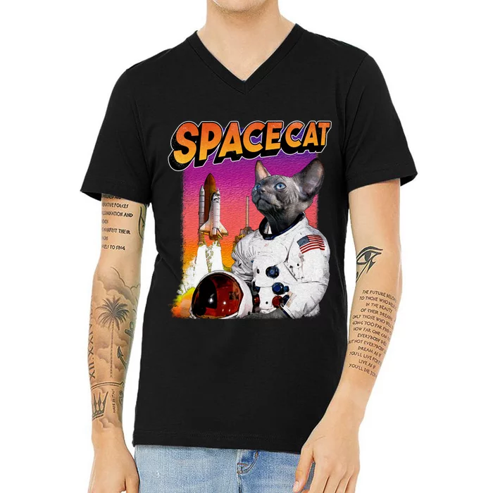 Space Cat V-Neck T-Shirt