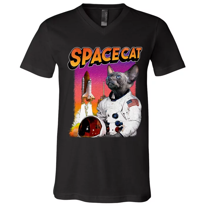 Space Cat V-Neck T-Shirt