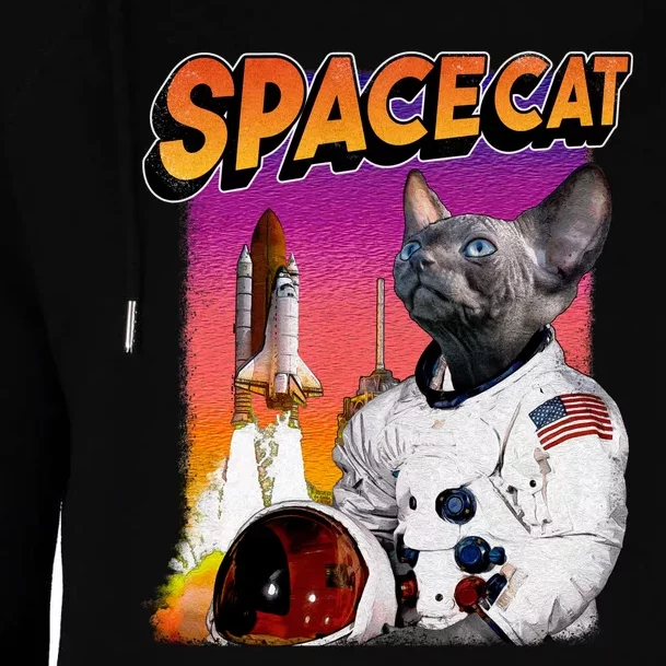 Space Cat Womens Funnel Neck Pullover Hood