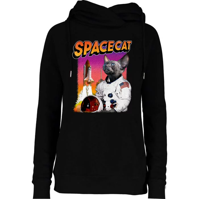 Space Cat Womens Funnel Neck Pullover Hood